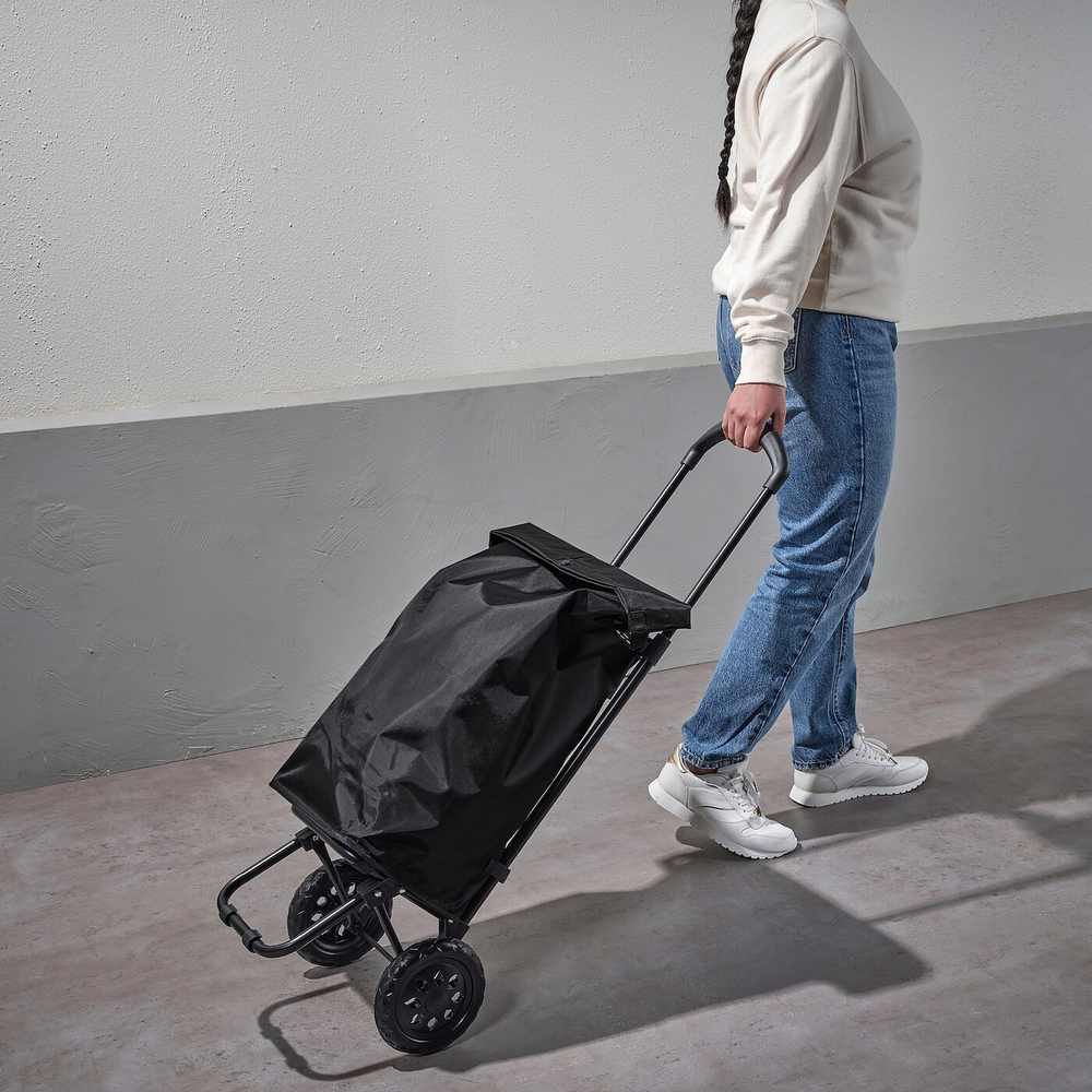 Хозяйственная сумка на колесиках IKEA RADARBULLE (РАДАРБУЛЛЕ), Черный, 33x24x68 см / 38 л