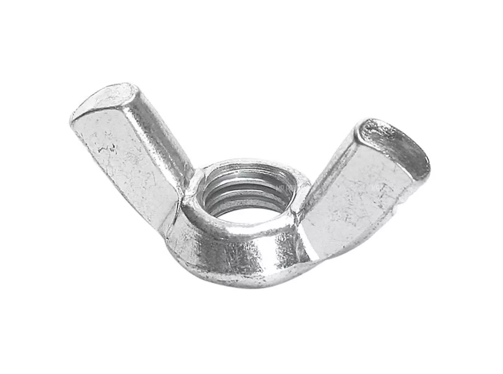Гайка Стройбат барашковая, DIN 315, М8, белый, цинк, 2 шт. 069511