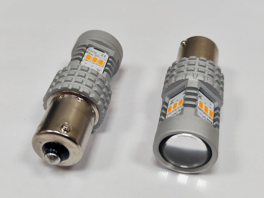 Светодиодная лампа PY21W 1156-3020-14SMD без полярности и со стабилизатором (оранжевый), 1шт