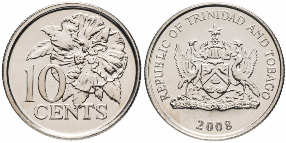 Тринидад и Тобаго 10 центов, 1976 - 2016 Герб XF