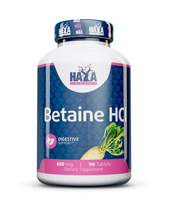 Бетаингидрохлорид 650 мг, Betaine HCL 650 mg, Haya Labs, 90 таблеток