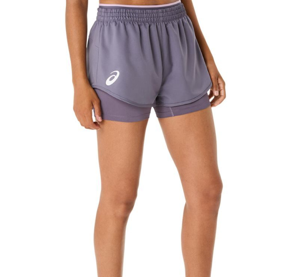 Женские шорты теннисные Asics Match - серо-фиолетовые
