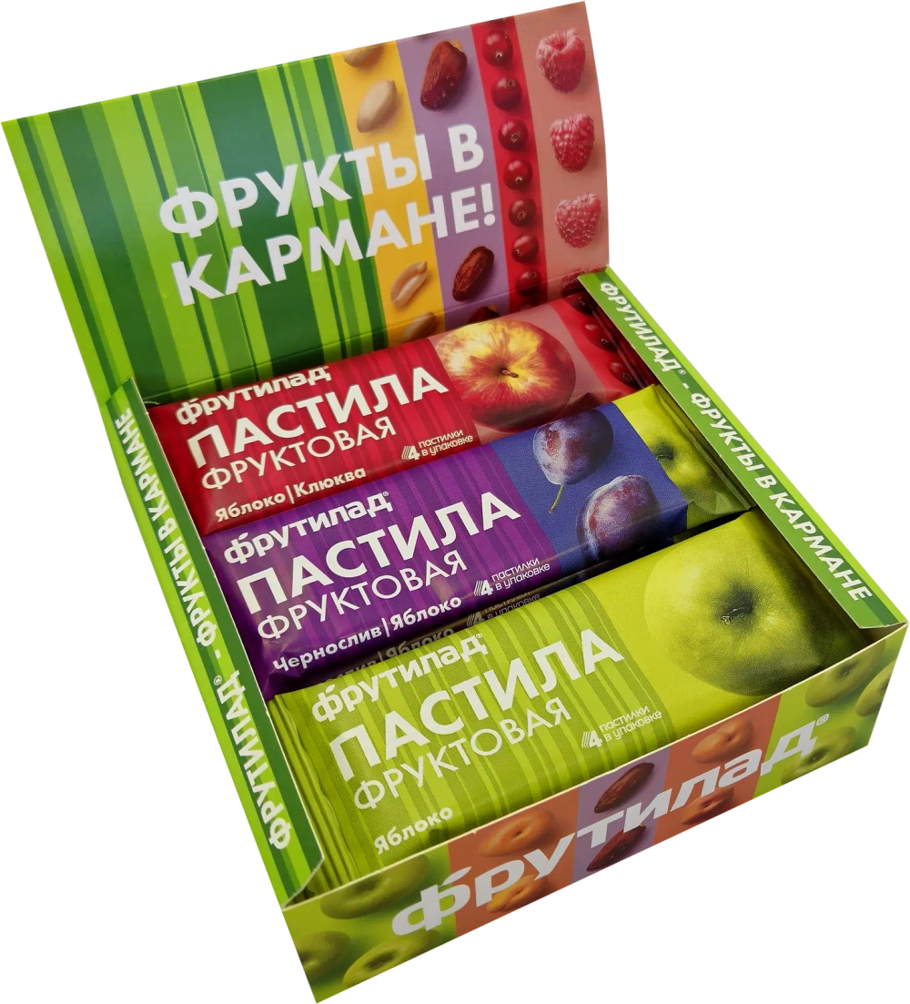 Пастила со вкусом яблоко/яблоко-черника/яблоко-клюква Фрутилад 30г в ассортименте
