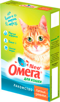 Омега NEO+ 90таб Крепкое здоровье мультивитаминное лакомство для кошек