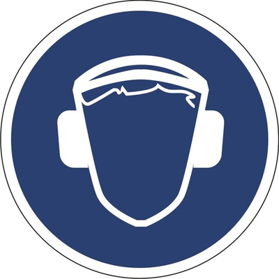 Знак "Работать в защитных наушниках"