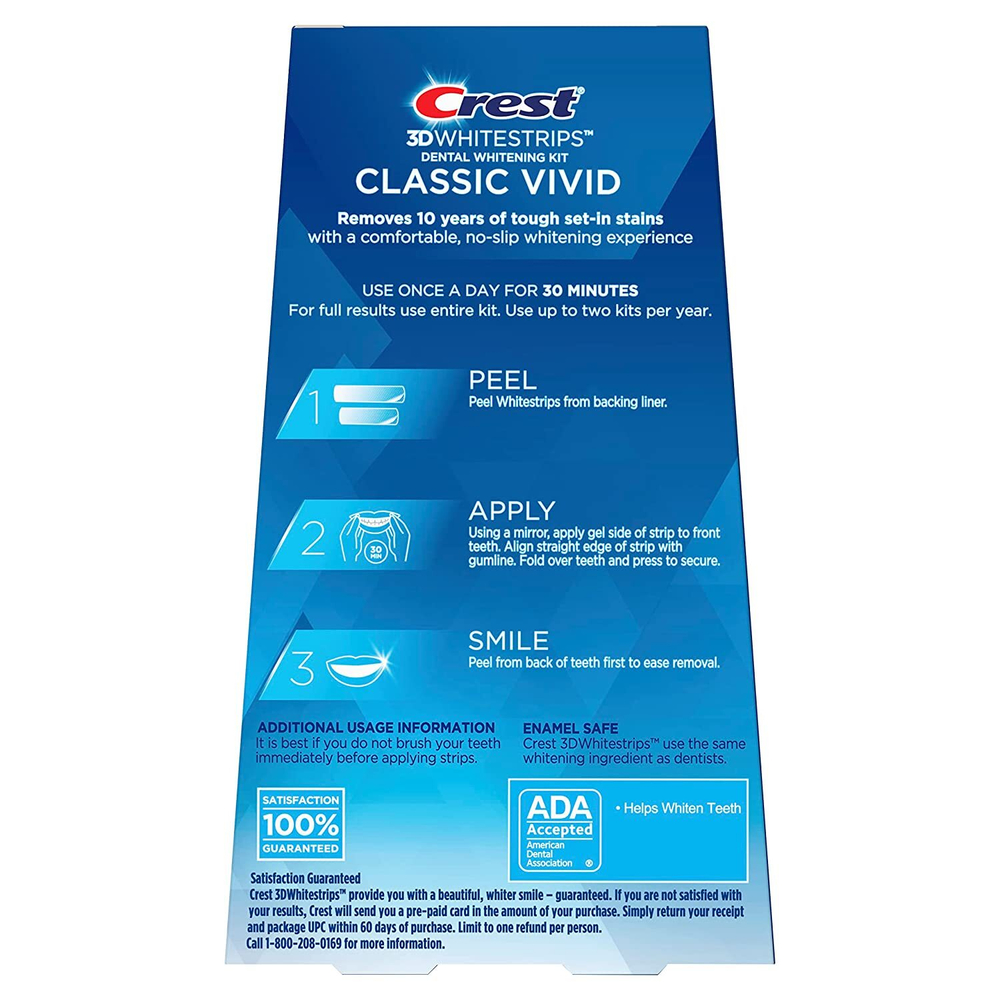 Курс 10 дней | Crest 3D Whitestrips Classic Vivid – Отбеливающие полоски для зубов