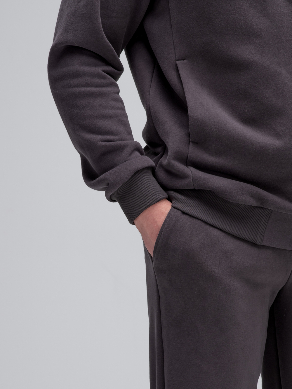 Костюм мужской спортивный на молнии (без начеса). Графит