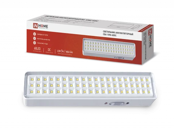 Светильник светодиодный аварийный СБА 1096-60DC 60LED 1.5Ah lithium battery DC IN HOME