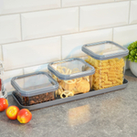 Набор емкостей для сыпучих 3шт (0,4л, 0,6л, 0,9л) на подставке "Cubbo Scandi", серый