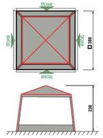 Размеры. RockLand Shelter 380, 380x380x220 см