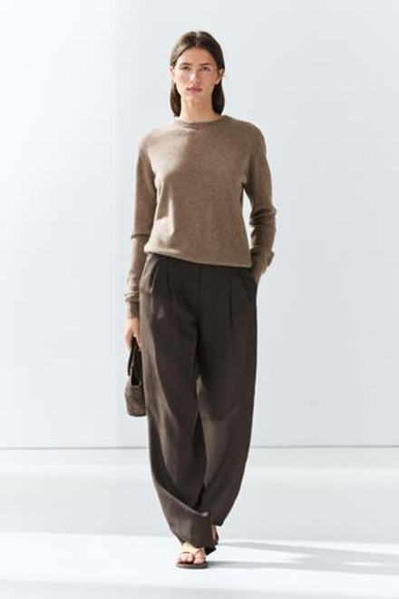 Massimo Dutti Свитер из 100% кашемира с длинными рукавами, кротово-коричневый