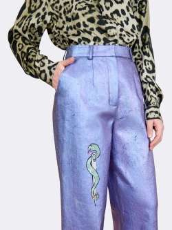 Брюки из денима с вышивкой OLA OLA