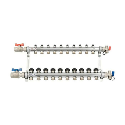 Коллекторная группа для радиаторного отопления РЕХАУ HKV - 1" на 11 контура 3/4"EK (нерж.сталь)