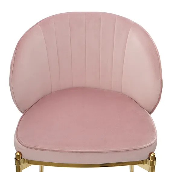 Барный стул Coral, 76 см, розовый велюр с золотыми ножками