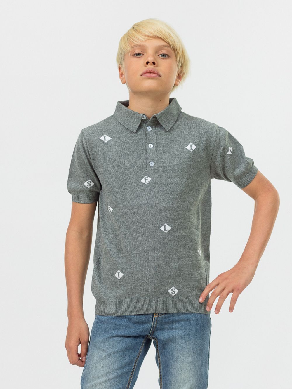 Поло для мальчика с коротким рукавом AT1084 серый