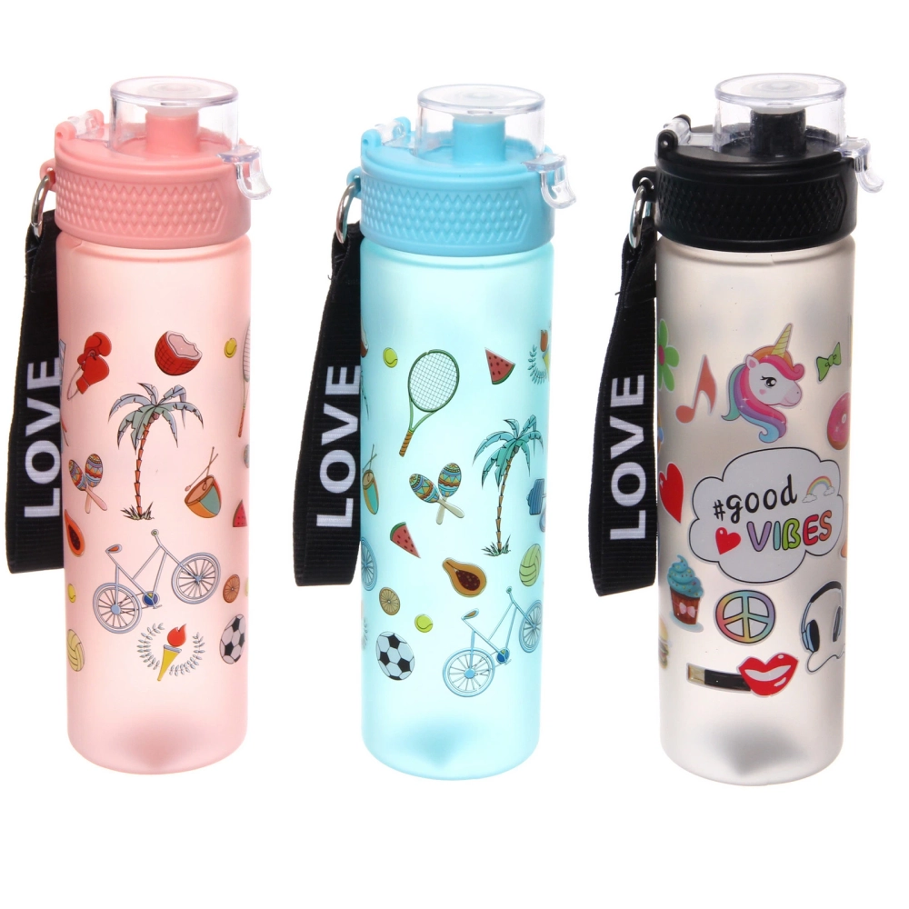 Бутылка питьевая пластиковая 650мл «Летний спорт» матовая, микс цветов