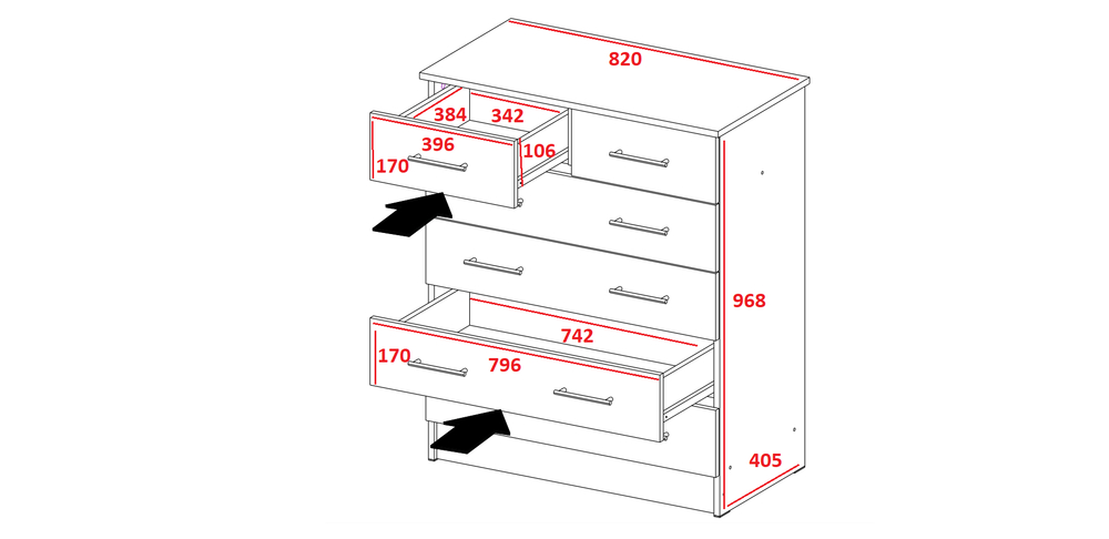 Комод большой Катрин 5, белый