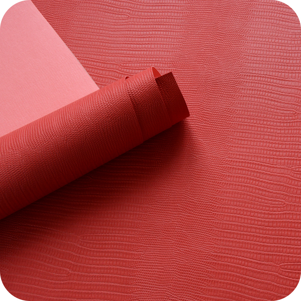 Кожзам переплетный с тиснением "Ящерица", красный