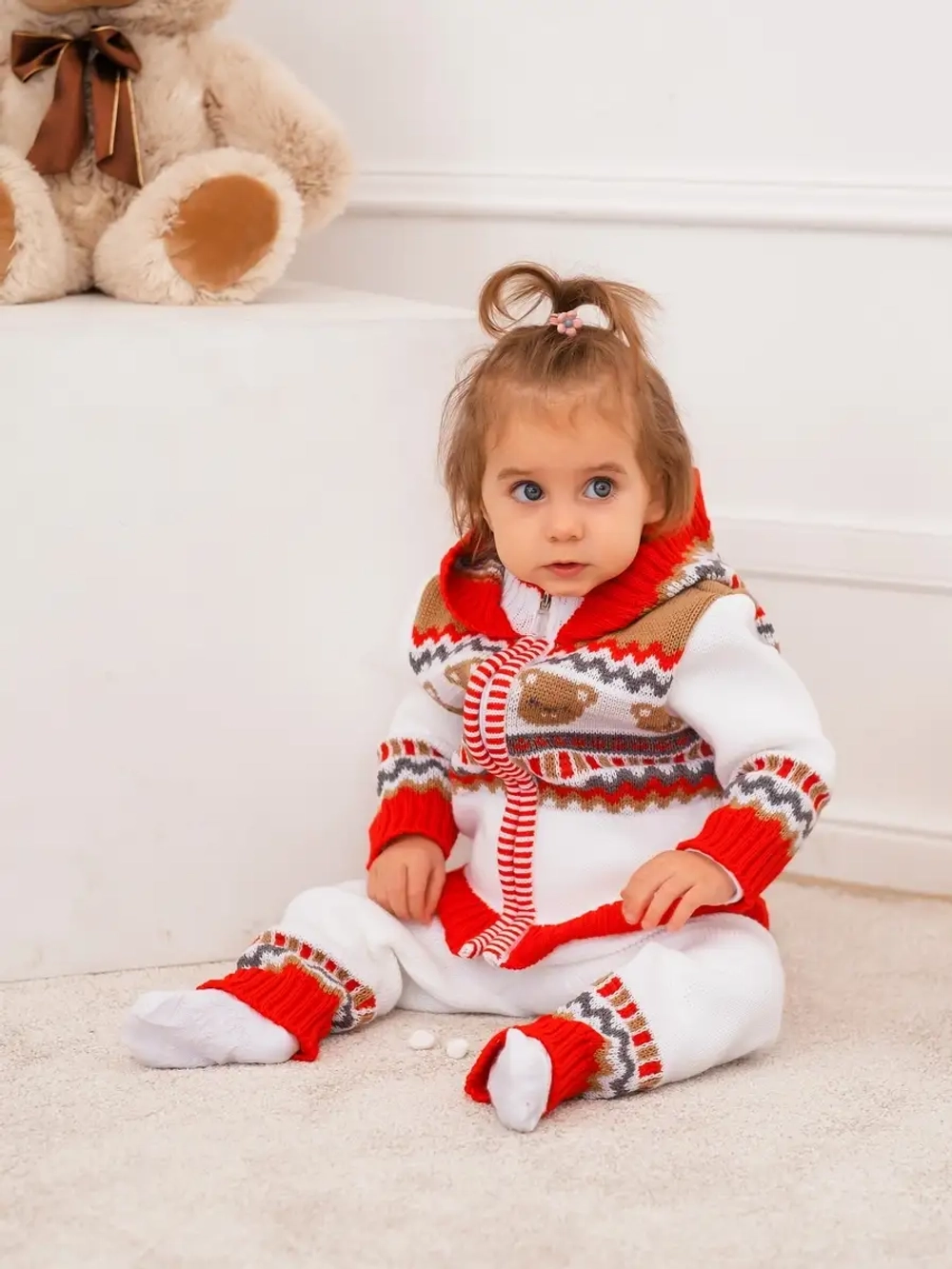 Костюм вязаный для малышей для новорожденных "Мишки"