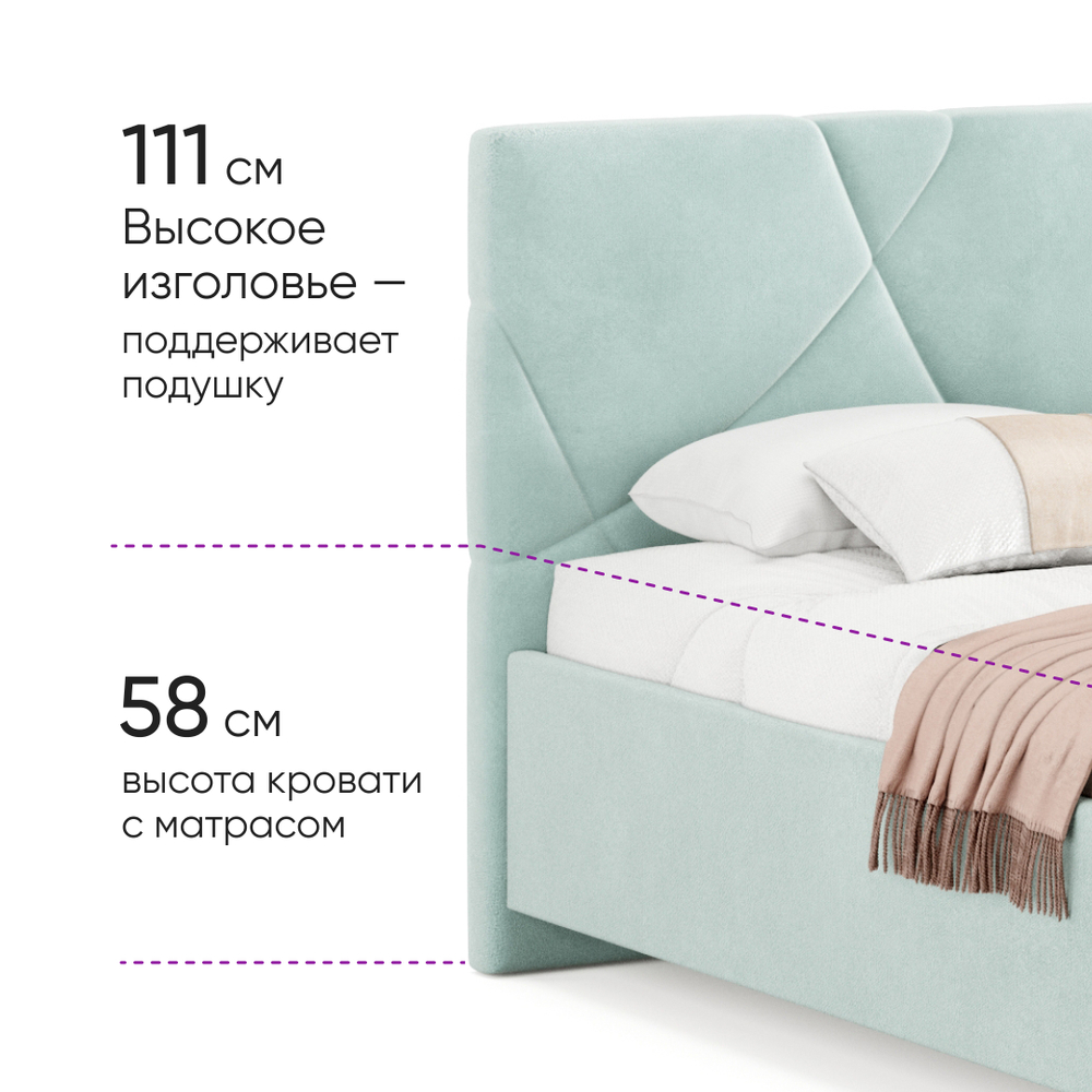 Кровать c подъемным механизмом и бельевым ящиком Амбер new
