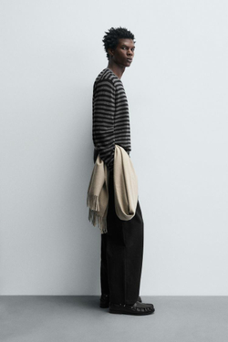 ZARA СВИТЕР В ПОЛОСКУ ИЗ СМЕСОВОЙ ШЕРСТИ, ЧЕРНЫЙ