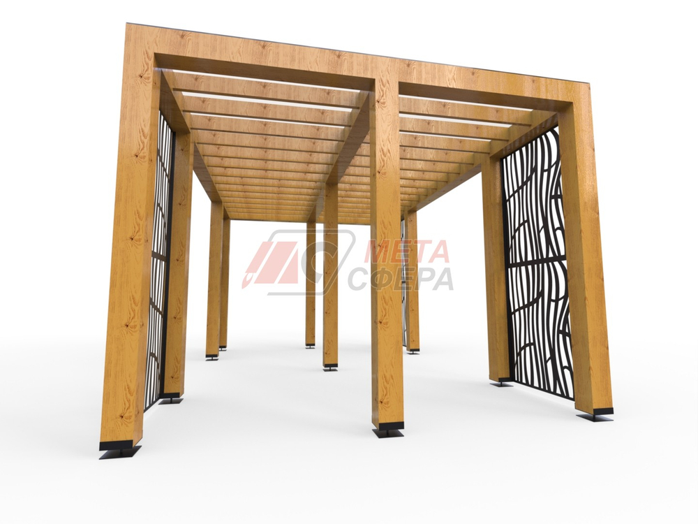 Беседка с резными панелями