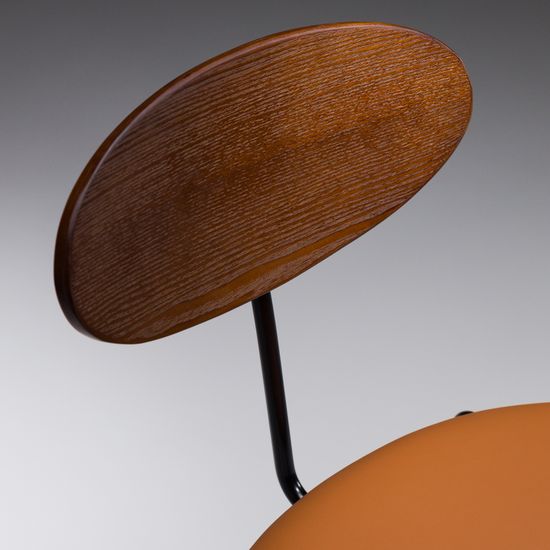 Стул металлический с мягким сиденьем из экокожи и деревянной спинкой CH77