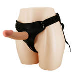 Телесный полый мужской страпон Stark - 17,5 см. (Цвет: телесный с черным)