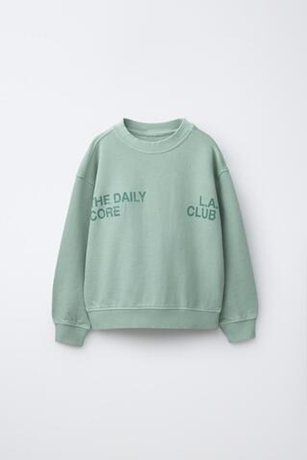 ZARA ТОЛСТОВКА С НАДПИСЬЮ, ЦВЕТ МОРСКОЙ ВОЛНЫ