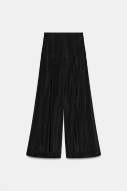 ZARA БРЮКИ ПОЛУПРОЗРАЧНЫЕ ШИРОКИЕ БРЮКИ, ЧЕРНЫЙ