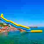 Надувная горка для вышки (опоры) «Молния» с двумя ступенями с бассейном, 27.2 м * 2.7 м * 9.9 м