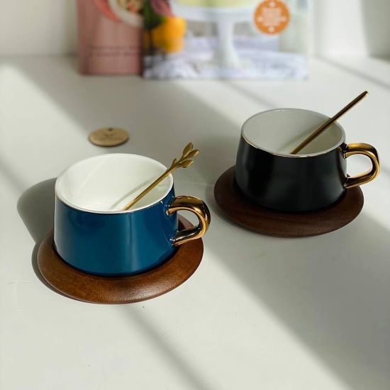 Чайная пара с ложкой «Улун», чашка 280 мл, блюдце d=13 см, цвет чёрный