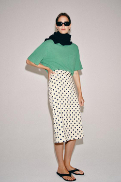 ZARA ЮБКА-КАРАНДАШ В ГОРОШЕК — ZW COLLECTION, ЭКРЮ/ЧЕРНЫЙ