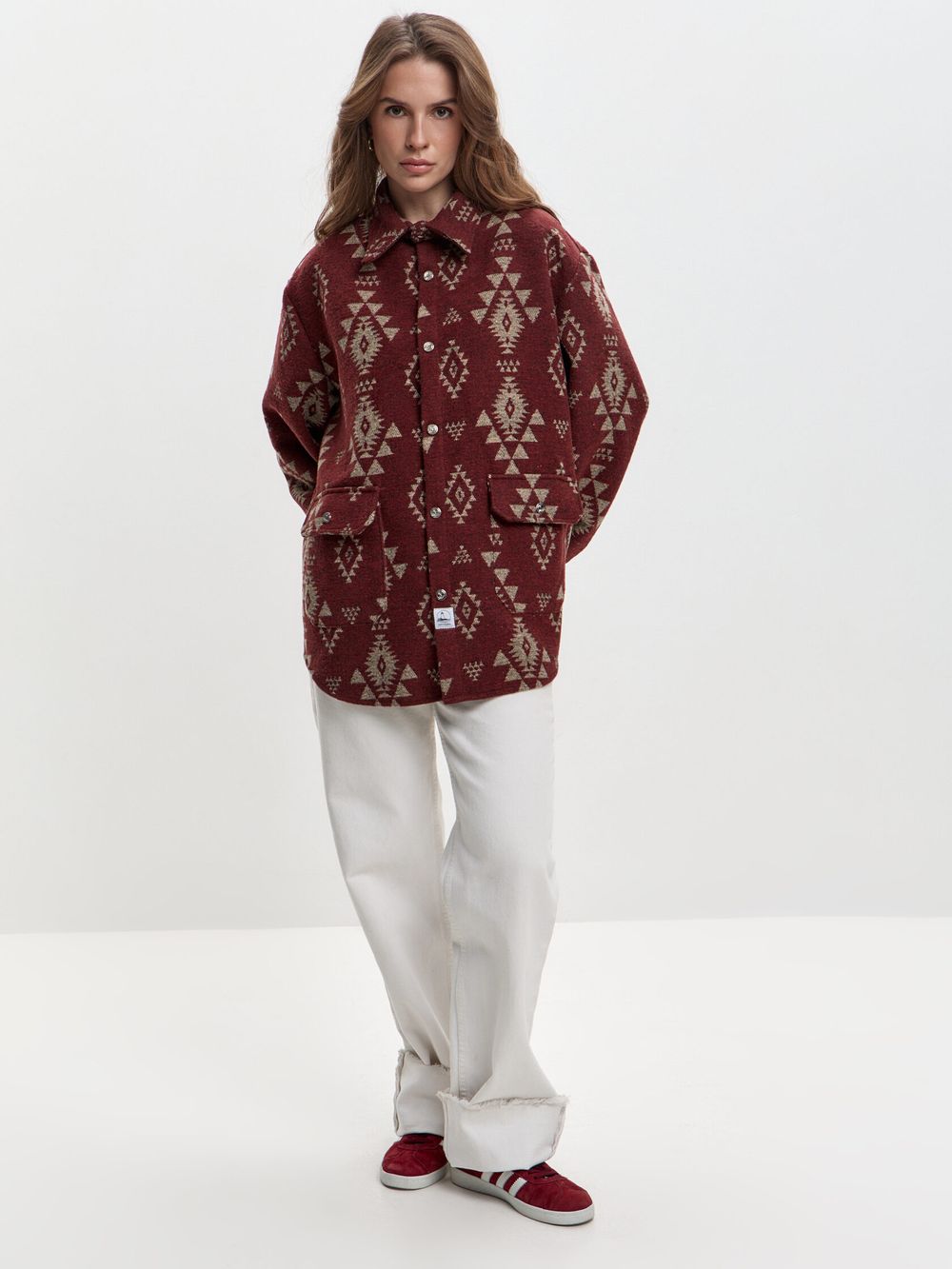 Рубашка Kefirmykifer в этностиле бордовая