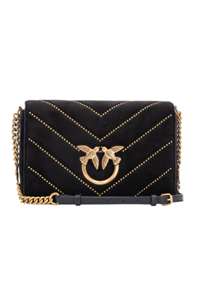 CLASSIC LOVE BAG CLICK IN VELVET WITH STUDS - black
