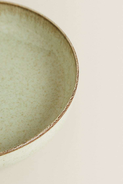 ZARA HOME ФАРФОРОВАЯ СУПОВАЯ ТАРЕЛКА С ОБОДКОМ ПОД СТАРИНУ, ЦВЕТ МОРСКОЙ ВОЛНЫ