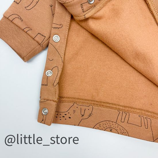 Джемпер из футера с начесом "Я родился" коричневый