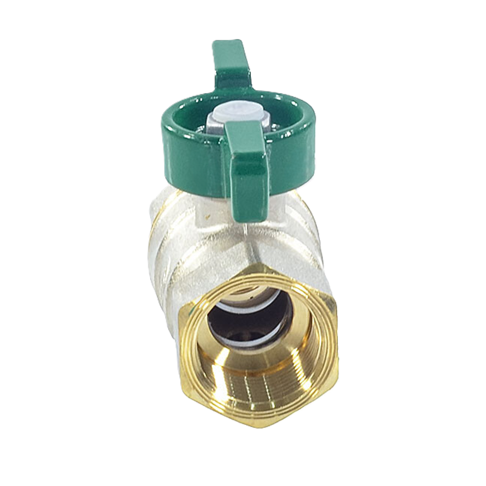 Кран шаровой латунь хром R251W Ду 32 Ру42 ВР бабочка зеленая Giacomini R251WX026