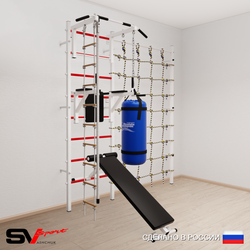 Шведская стенка Sv Sport 58530 (Турник стандарт/Брусья/Скамья/Канат/Лестница/Цепь/Мешок 30кг/Канатный лаз)