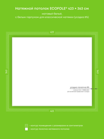 Матовый натяжной потолок 15.4 м2