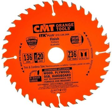 Диск пильный по дереву (136х20/10х1,5/1 мм; Z36) CMT 272.136.36H
