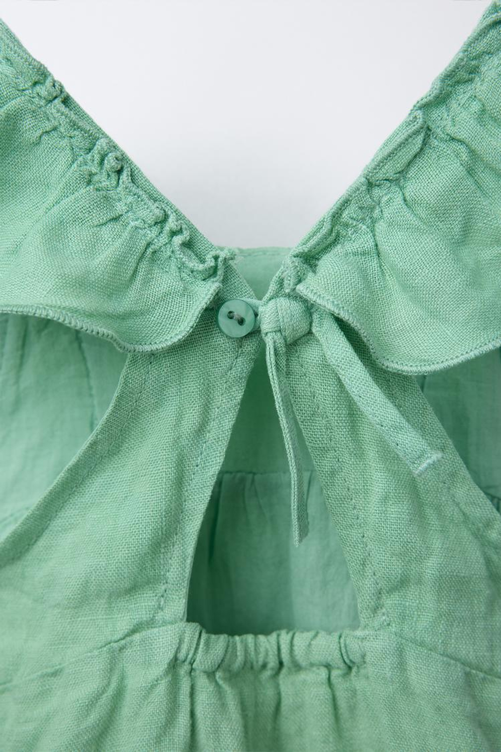 ZARA ОДНОТОННОЕ ПЛАТЬЕ И ТРУСЫ ИЗ 100% ЛЬНА, ЗЕЛЕНЫЙ