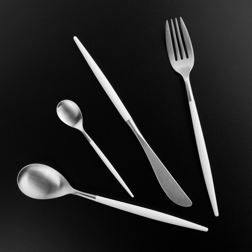 Набор столовых приборов на 6 персон 24 предмета Cutipol Mio matte white в подарочной упаковке