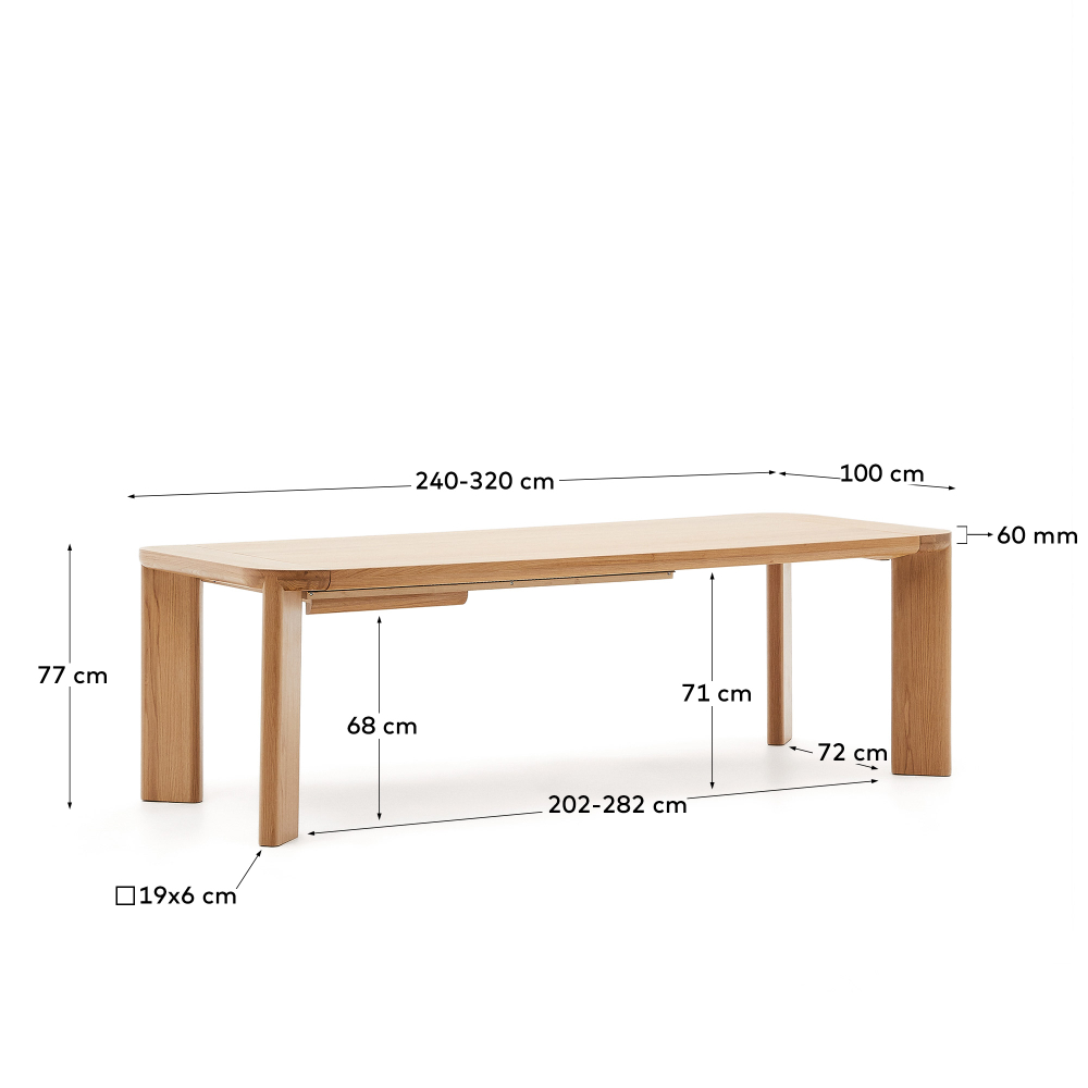 Раздвижной стол La Forma (ex Julia Grup) Jondal из дуба 240 (320) см x 100 см