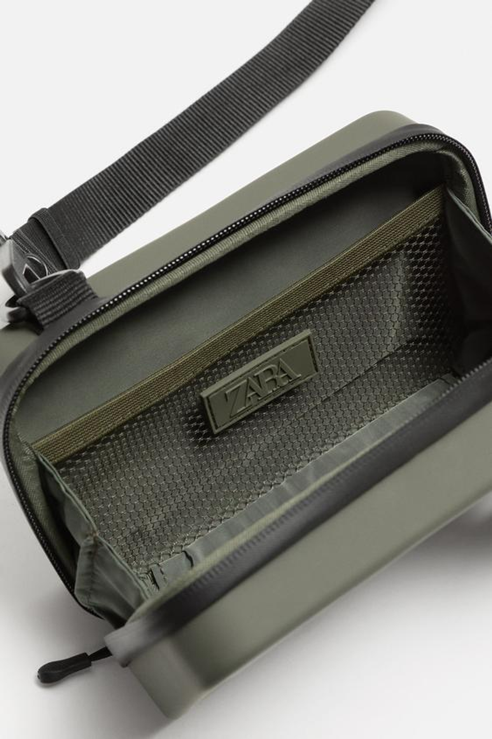 ZARA ЖЕСТКАЯ СУМКА С РЕМНЕМ ЧЕРЕЗ ПЛЕЧО, ЗЕЛЕНЫЙ ХАКИ
