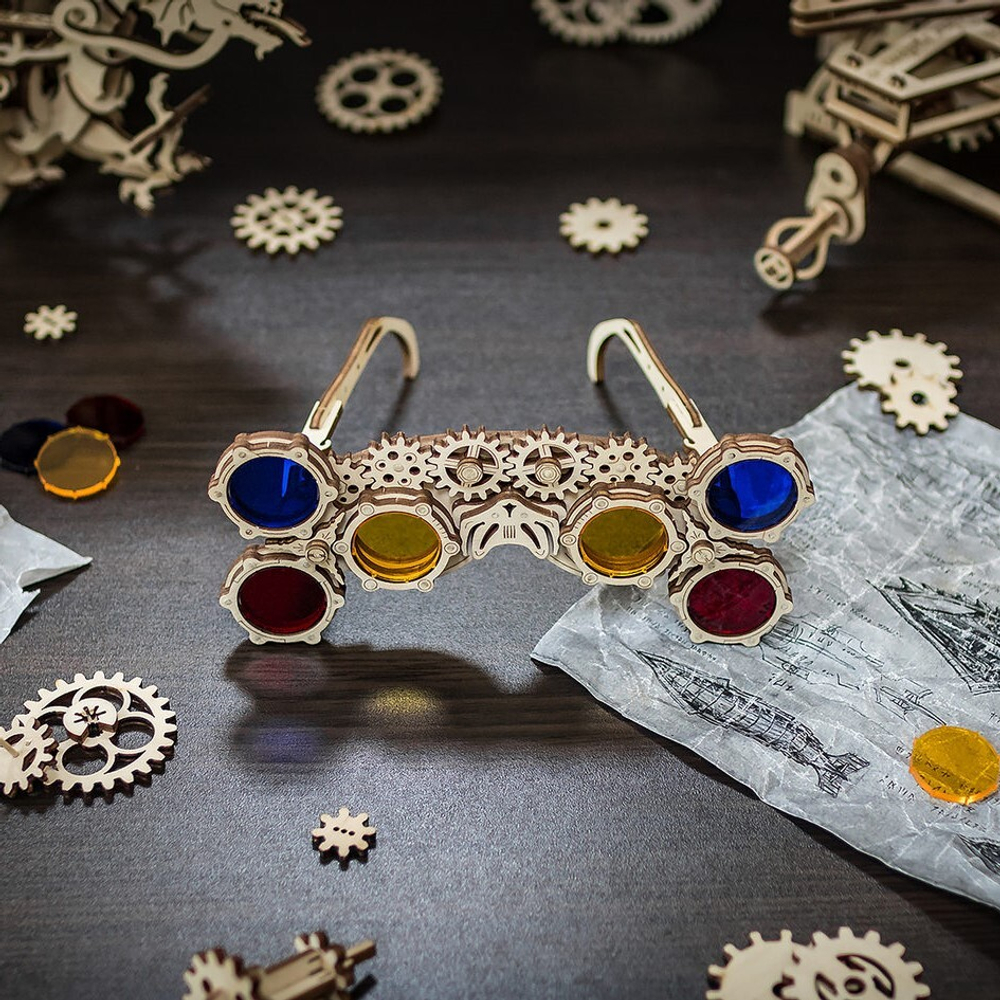 Стимпанк очки-гогглы "треугольник" от EWA - Купить недорого, деревянные конструкторы в моем городе, 3D пазлы и сборные модели