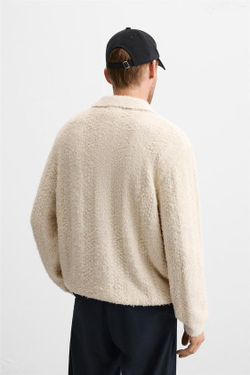 ZARA ПОЛО ИЗ РЕЛЬЕФНОЙ ТКАНИ БУКЛЕ, ЭКРЮ