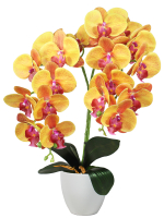 Искусственные Орхидеи желто-оранжевые 2 ветки 55см в кашпо