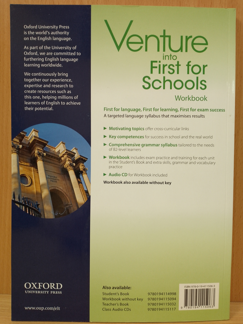 Venture into First for Schools Workbook With Key Pack