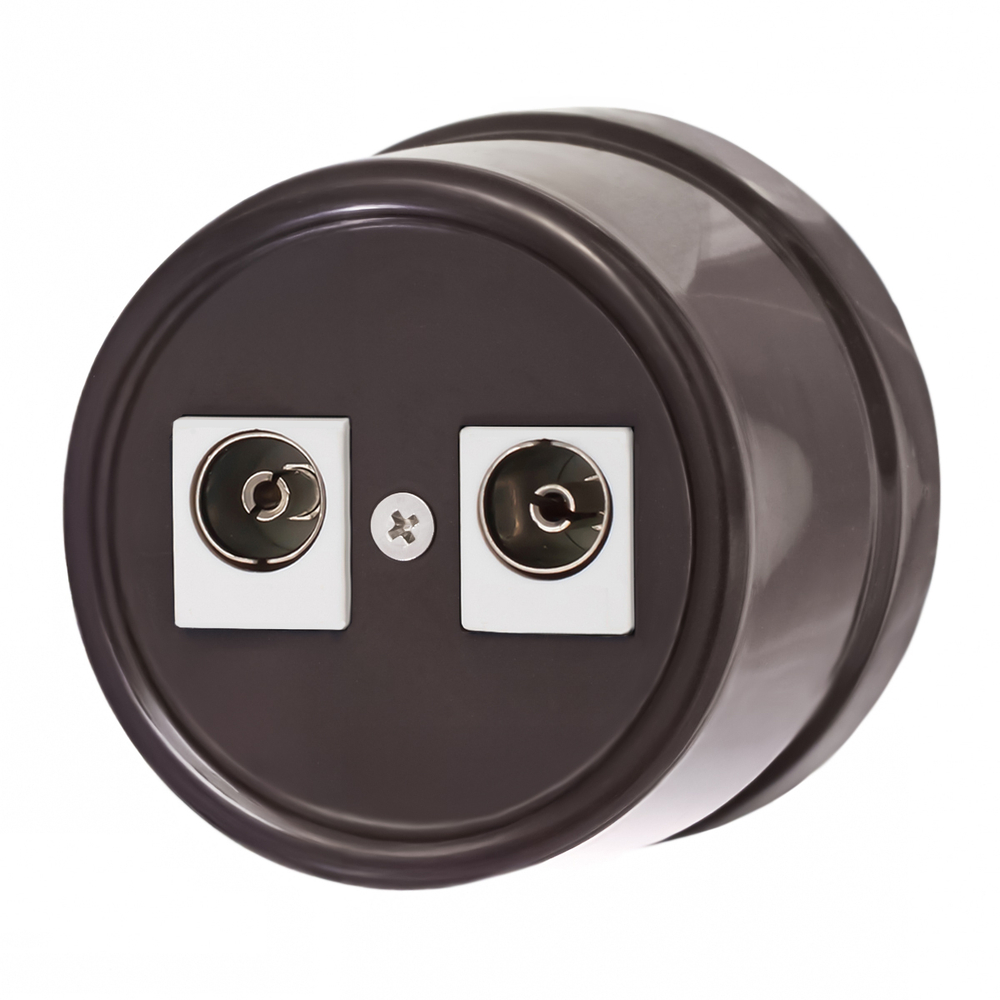 Розетка телевизионная двойная, оконечная, пластик, коричневый B1-306-22